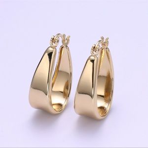 14K Gold Thick Hoop Earrings